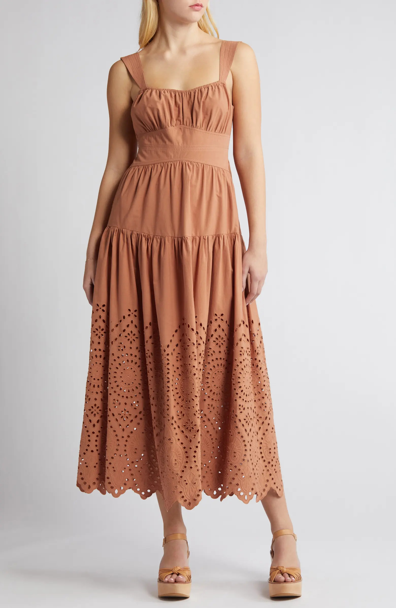 Eyelet Cotton Midi Sundress | Nordstrom