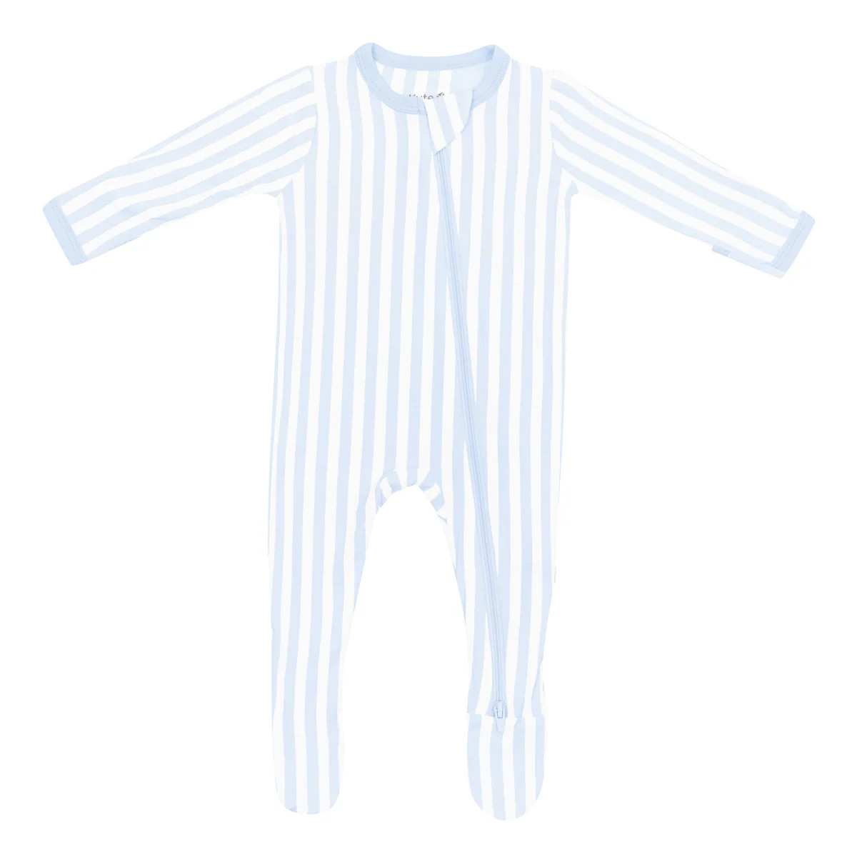 Zippered Footie in Small Mist Stripe | Kyte Baby