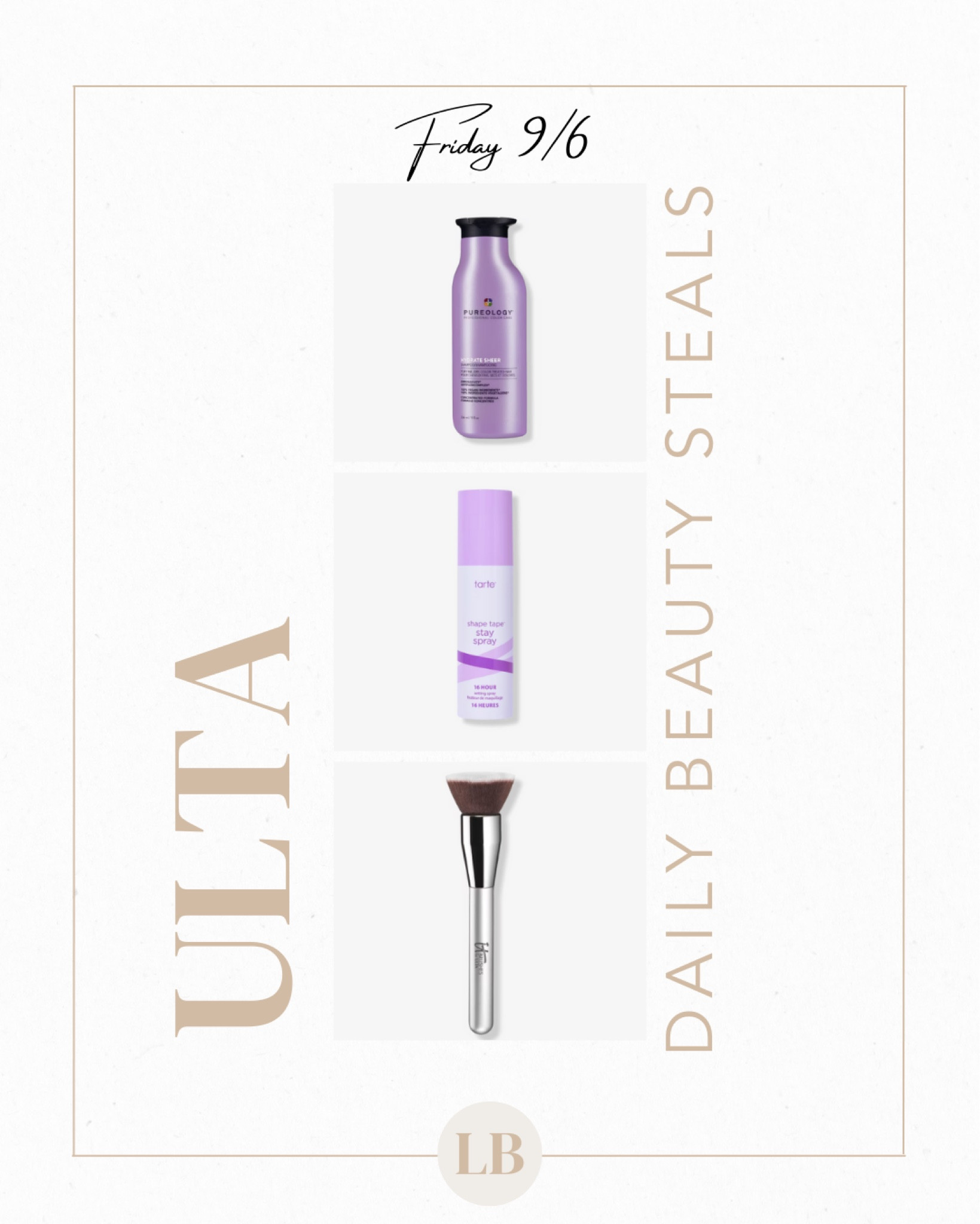 9/6 - Ulta Daiky Beauty Steals include the Tarte Stay Spray primer I’ve shared often for 50% off today only!

#LTKSaleAlert #LTKBeauty
