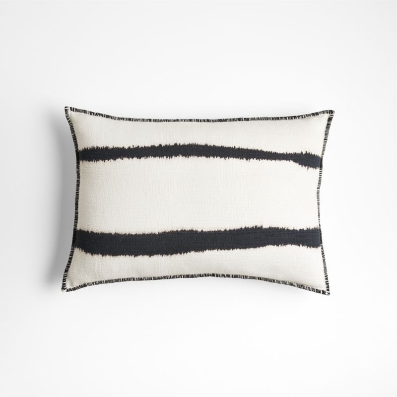 Ashi Painterly Organic Cotton 22"x15" Arctic Ivory Throw Pillow with Feather Insert | Crate & Bar... | Crate & Barrel