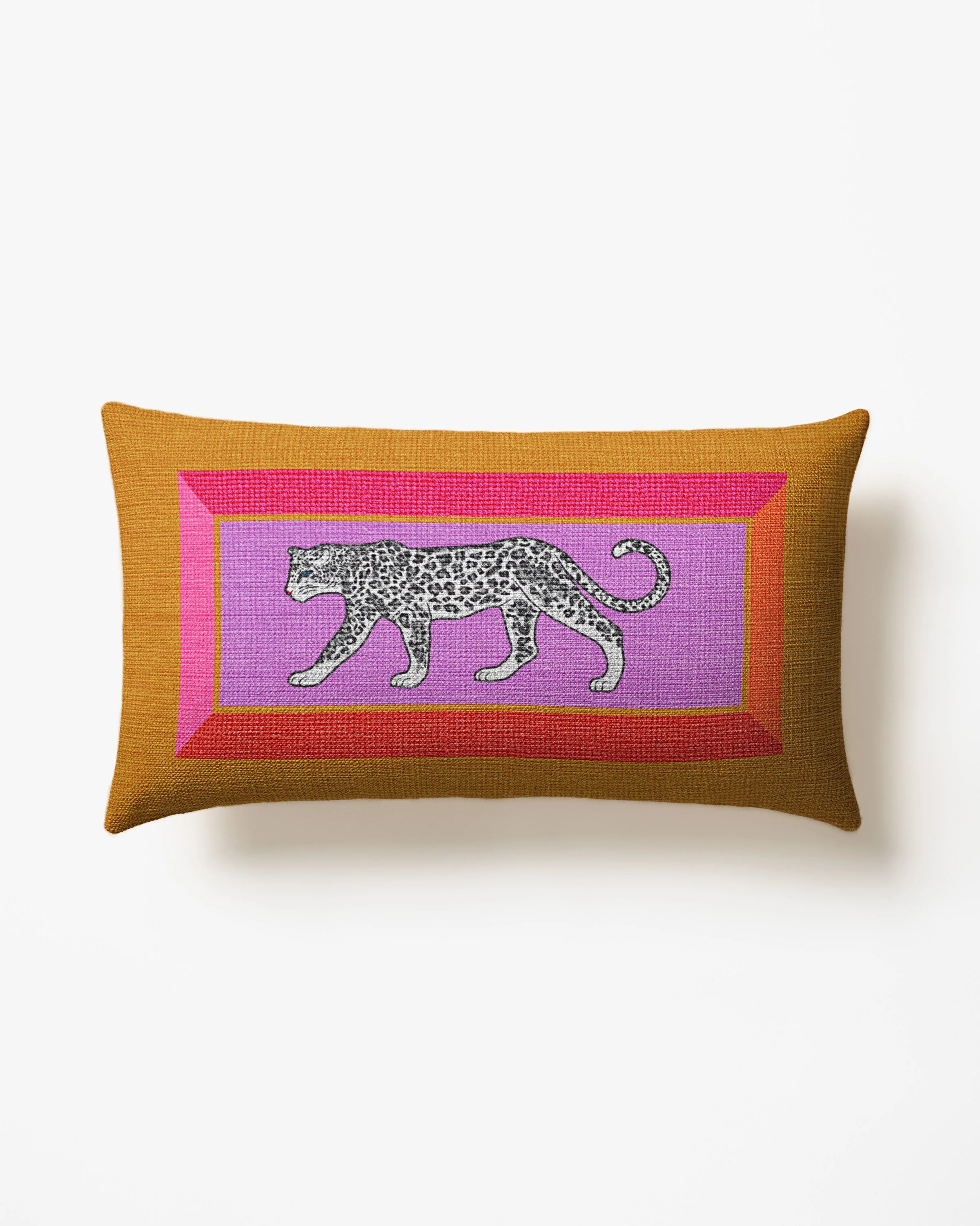 Snow Leopard Multicolor Washable Woven Throw Pillow by Jonathan Adler | Ruggable US | Ruggable