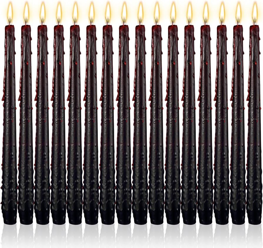 MTLEE 16 Pcs 10 Inch Long Taper Candle Stick Smokeless, Horror Color | Amazon (US)