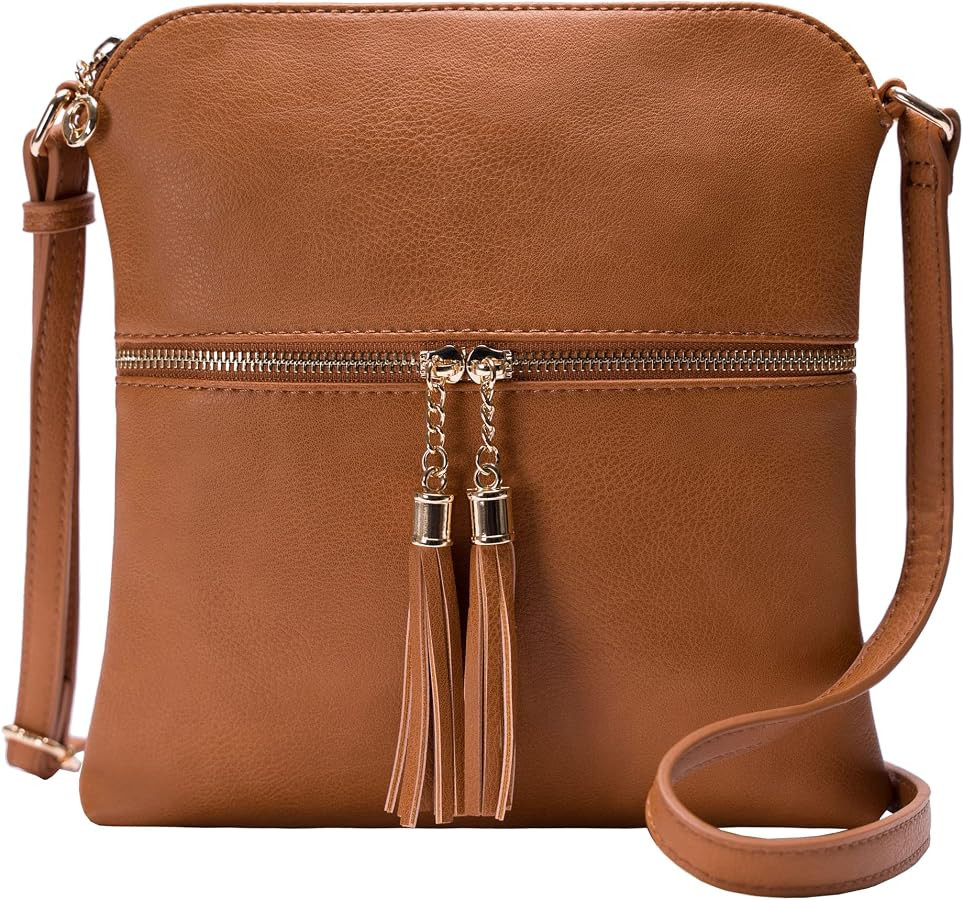 Solene Womens Lightweight Medium Crossbody Purse with Tassel, Perfect Size Crossbody Bags for Dai... | Amazon (US)