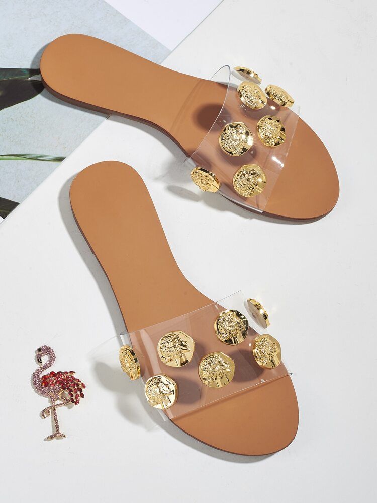 Metal Decor Slide Sandals | SHEIN