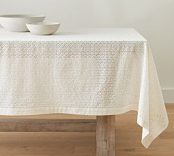 Monique Lhuillier Eyelet Organic Cotton Tablecloth | Pottery Barn (US)