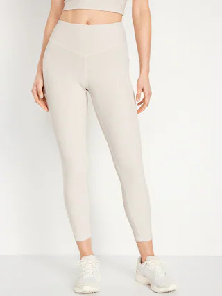 High-Waisted PowerSoft Ribbed 7/8 Leggings | Old Navy (CA)