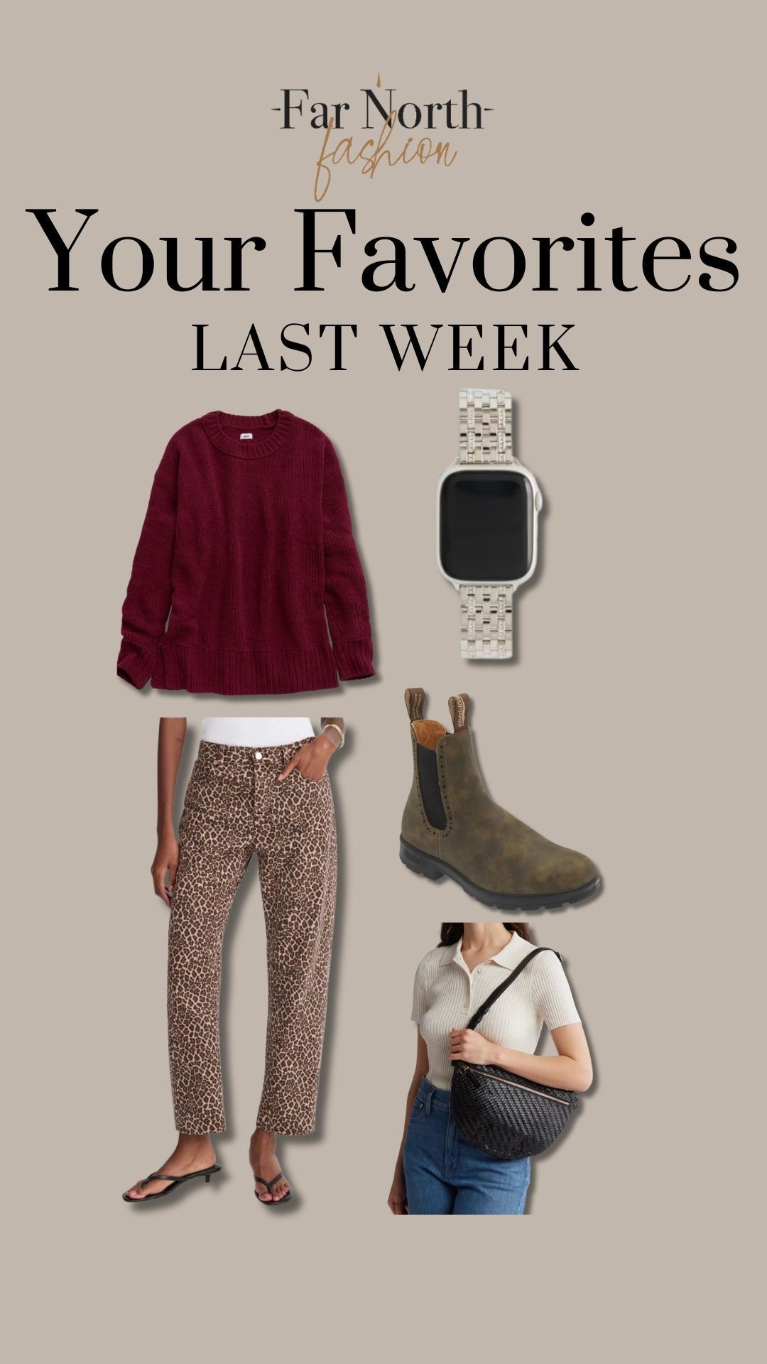 Last week’s best sellers:
1. Clare V. Bag
2. Blundstone boots
3. Madewell barrel jeans
4. Aerie cloud crew sweater
5. Quince Apple Watch band



#LTKSaleAlert #LTKMidsize #LTKOver40