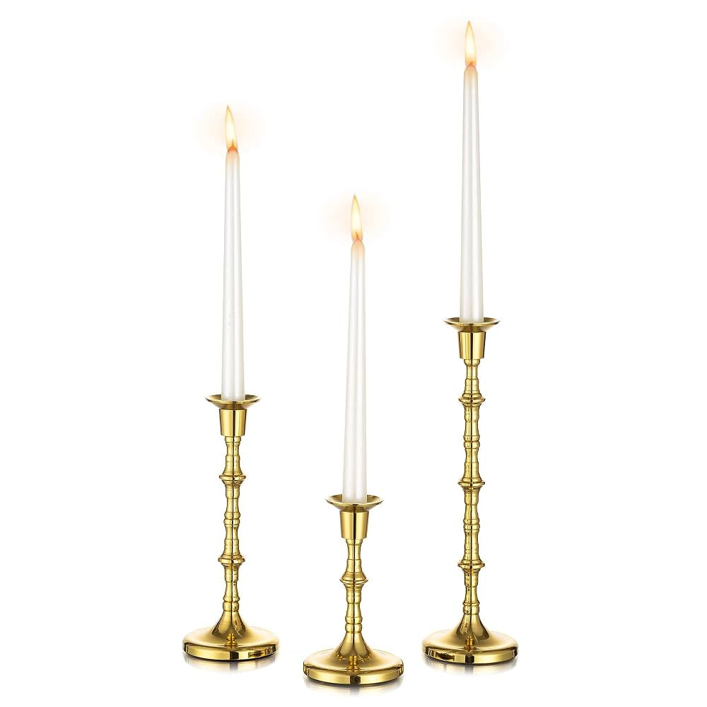 Brass Candlestick Holders Vintage: Tall Gold Taper Candle Holder Antique Candle Stick Holders for... | Amazon (US)