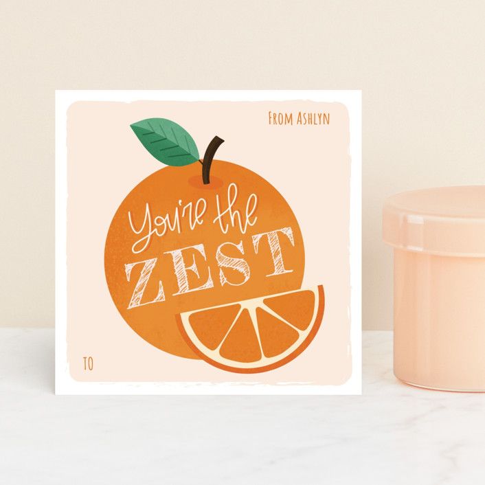 "Zest" - Customizable Classroom Valentine's Cards in Orange by Megan Cash. | Minted