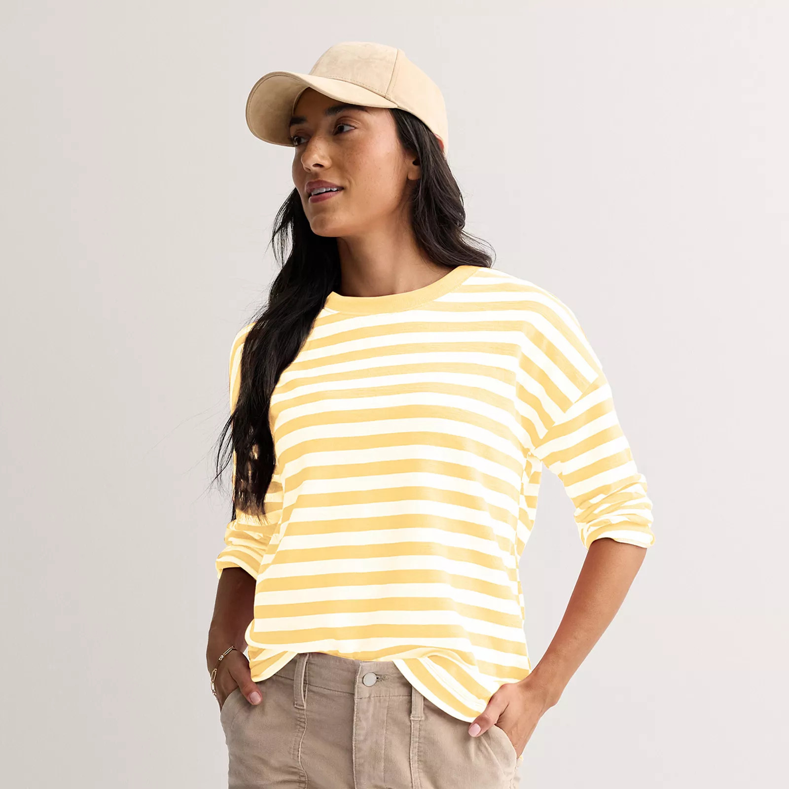 Women's Sonoma Goods For Life® Striped Long Sleeve Boxy Tee | Kohl's