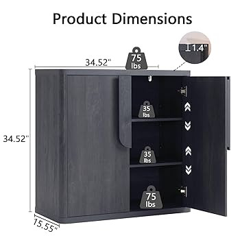 34.5'' Sideboard Buffet Cabinet W/Storage, Modern Accent Cabinets W/Curved Handles & Adjustable S... | Amazon (US)