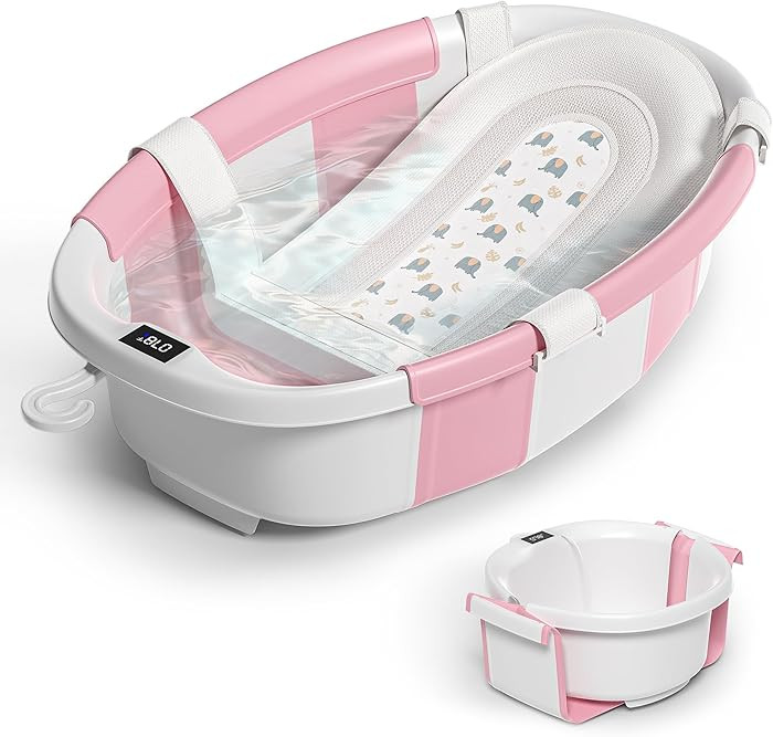 Collapsible Baby Bathtub for Newborn to Toddler 0-36 Months,Spacious Foldable Infant Bath Tub wit... | Amazon (US)