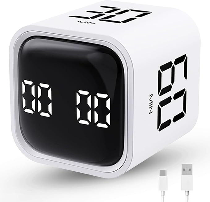 Productivity Timer Flip Gravity Sensor Cube Timer Countdown & Countup,Mute & Vibrate & Sound，5/... | Amazon (US)