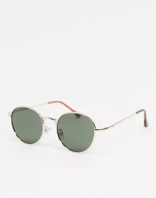 Jeepers Peepers round sunglasses in gold | ASOS AU
