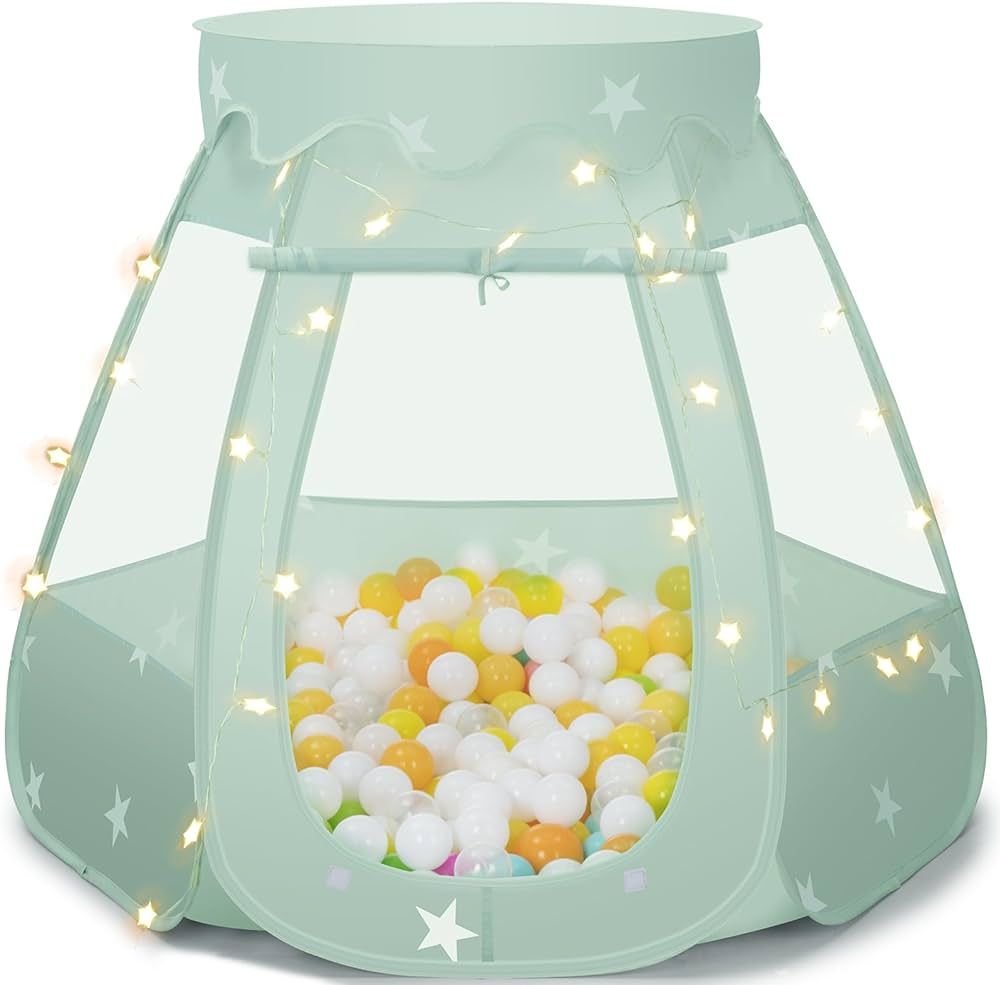 GeerWest Pop Up Princess Tent with Star Lights, Toys for Year Old Girl Birthday Gifts, Baby Ball ... | Amazon (US)