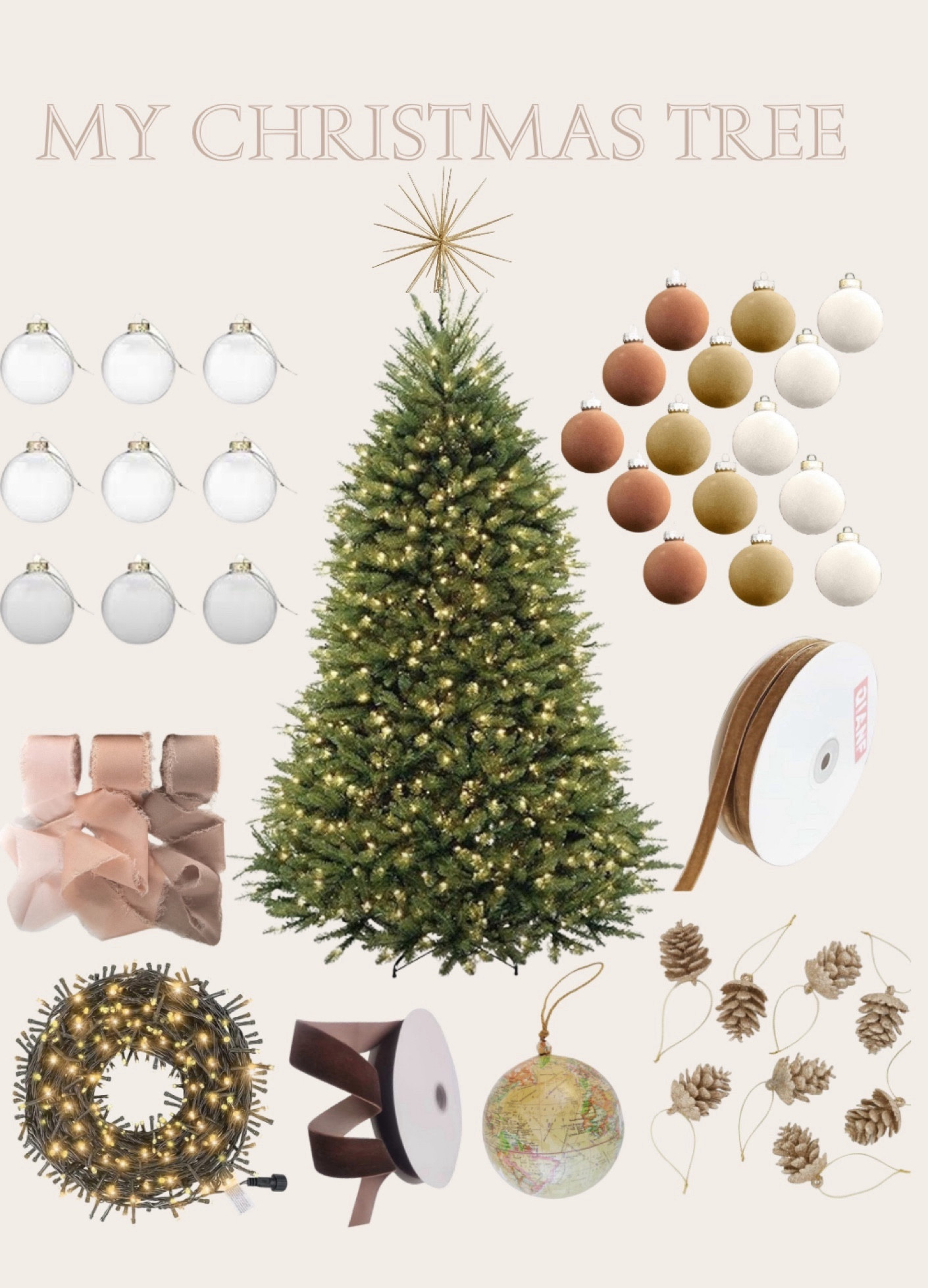 Christmas tree 
Neutral Christmas decor 
Velvet ribbon 
Frocked ornaments 
Velvet ornaments 


#LTKHoliday #LTKSeasonal #LTKhome