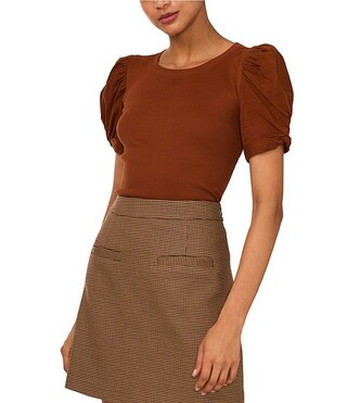 1. STATE Knotted Crew Neck Short Puff Sleeve Top | Dillard's | Dillard's