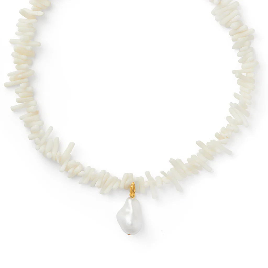 Statement Coral Chip & Pearl Necklace | Orelia