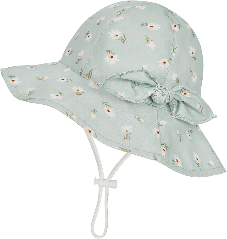 Zando Baby Girl Sun Hat Toddler Fragmented Flowers with Bow Tie Bucket Hats for Baby Adjustable T... | Amazon (US)