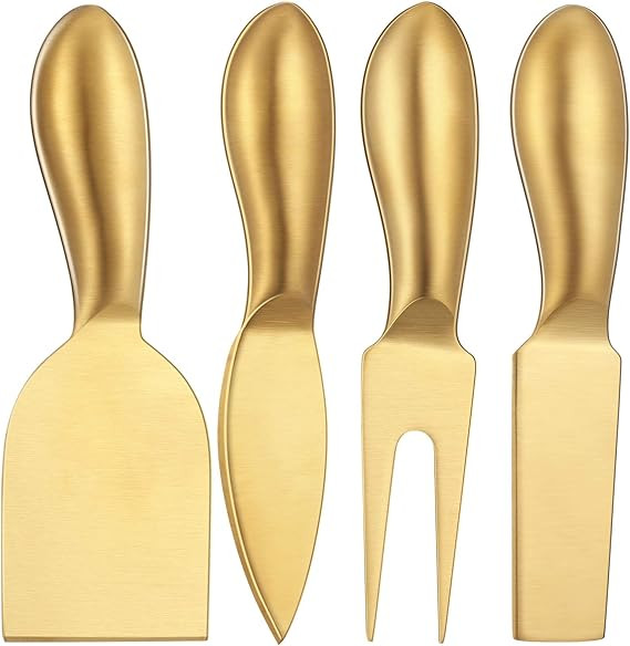 Patelai 4 Pieces Stainless Steel Cheese Knives Set, Cheese Tools with Cheese Slicer and Cheese Cu... | Amazon (US)