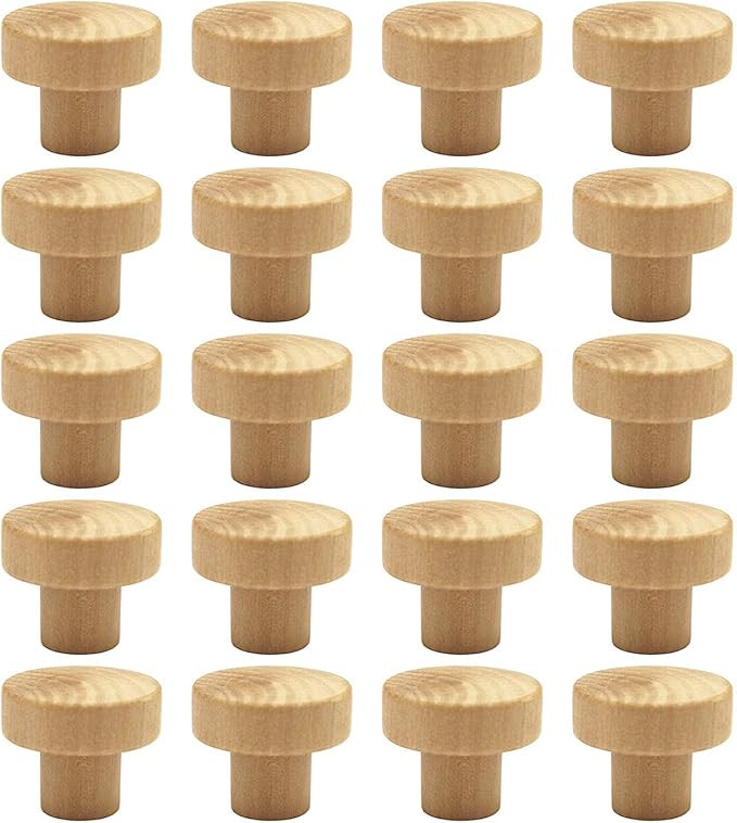 WEICHUAN 20PCS Round Unfinished Wood Cabinet Furniture Drawer Knobs Pulls Handles (Diameter: 3.6c... | Amazon (US)