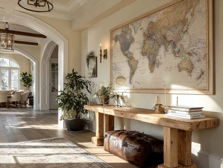 A world map wall art piece that’s both educational and eye-catching — the kind of décor that instantly sparks conversation. It adds depth, warmth, and personality to any room, making your space feel thoughtful and beautifully styled. Whether you love travel, geography, or simply want a timeless statement piece, this map brings character and elegance to your walls. Shop similar world map art to recreate this inviting, classic look. #LTKDecor
#HomeFavorites
#WallArtInspo
#EntrywayDecor #ClassicInteriors
#WarmNeutralHome
#TravelInspiredDecor
#EducationalDecor
#VintageMap #WorldMapArt
#StatementWallArt
#ConsoleTableDecor
#HomeStylingIdeas
#ArtForYourHome 

 #LTKHome
