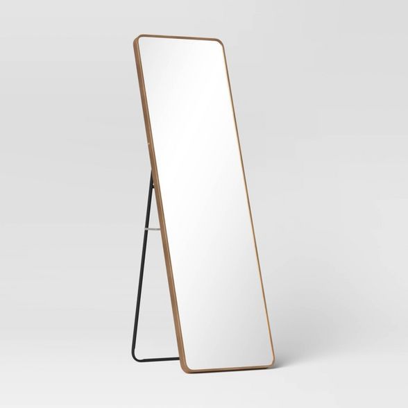18" x 60" Metal Aluminum Cheval Floor Mirror Brass - Threshold™ | Target
