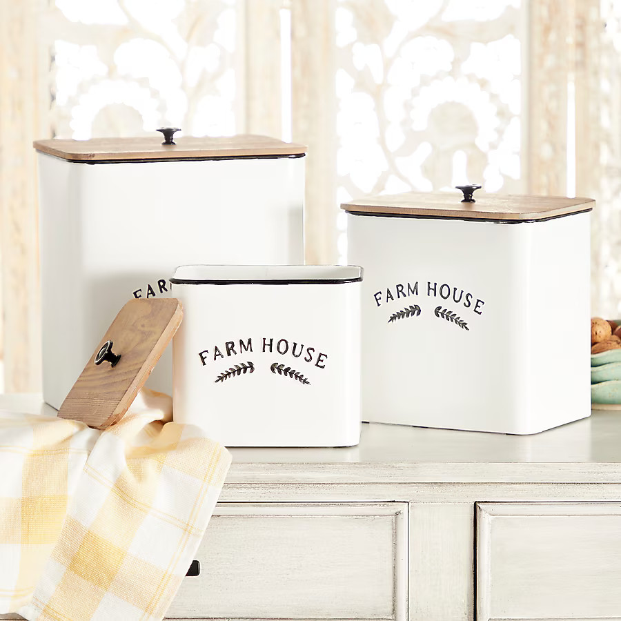 Grayson Lane 3-Pack White Iron Farmhouse Decorative Jar | Lowe's