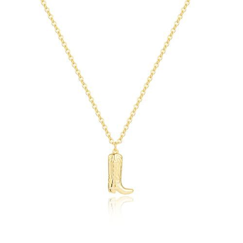 PRTGL Boot Necklace: 14K Gold Plated Western Cowboy Boot Necklace 16.5”+2” | Amazon (US)