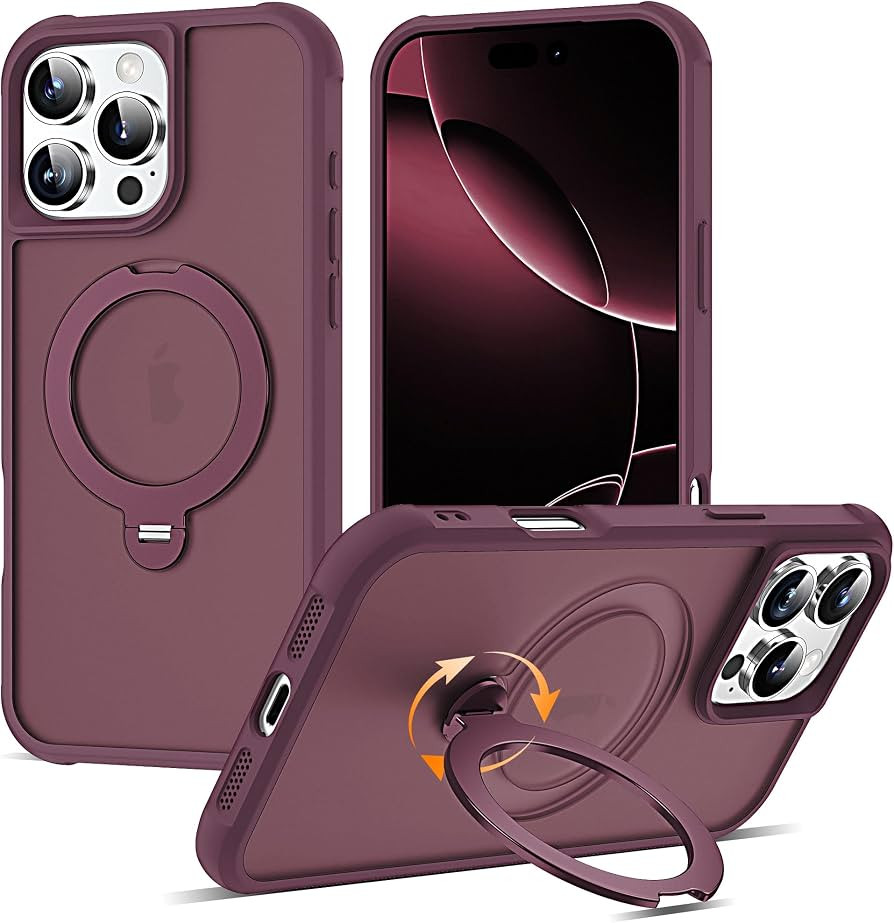 Compatible with iPhone 16 Pro Case with 360\u00b0 Stand,Wine Red | Amazon (US)