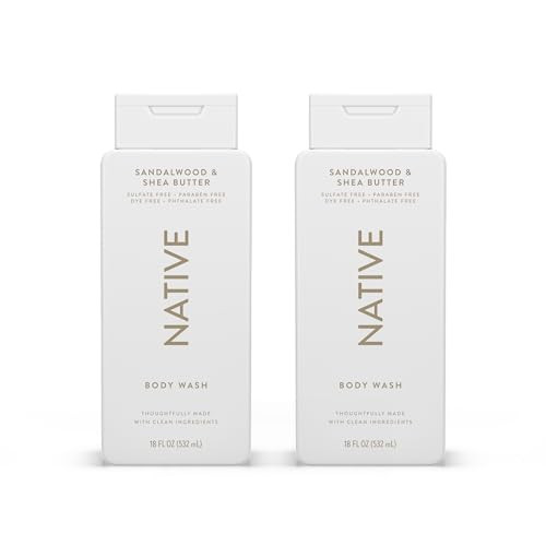Native Body Wash Contains Naturally Derived Ingredients | For Women & Men, Sulfate, Paraben, & Dye Free Leaving Skin Soft and Hydrating | Sandalwood & Shea Butter 18 oz - 2 Pk | Amazon (US)