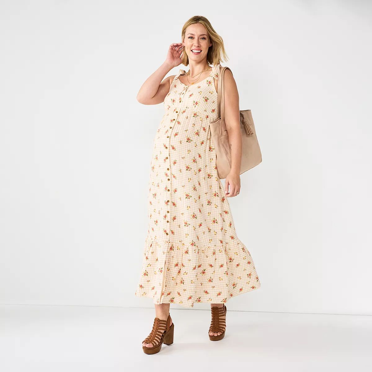 Maternity Sonoma Goods For Life® Knot Shoulder Maxi Dress | Kohl's