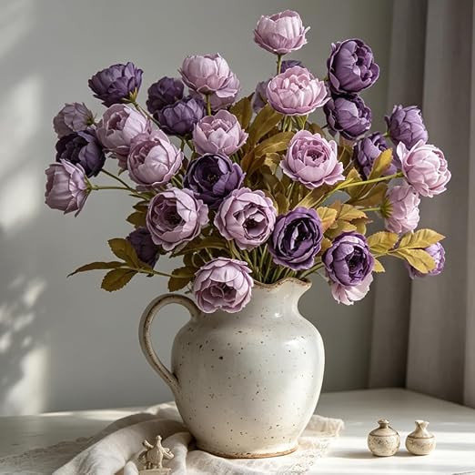 Artificial Peony for Vase, 6 Pcs Fake Peonies 28'' Faux Silk Flowers Bulk Branches with Stems for... | Amazon (US)