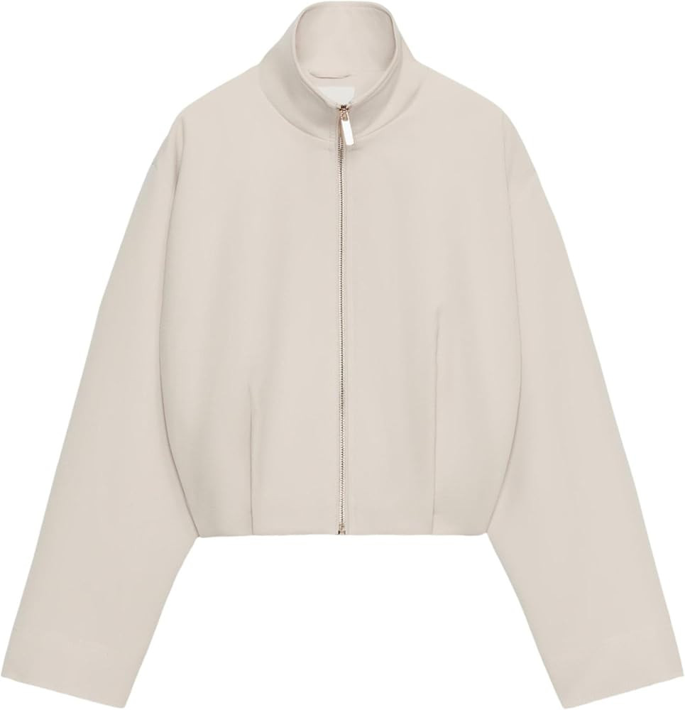 Womens Stand Collar Zip Up Copped Lightweight Bomber Jacket | Amazon (US)