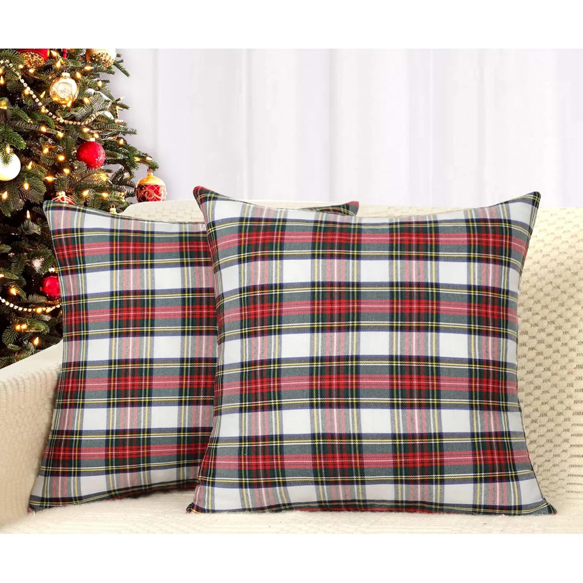 Set of 2 Buffalo Check Throw Pillow Covers Farmhouse Outdoor Plaid Square Pillow Cushion Case Pol... | Wayfair North America