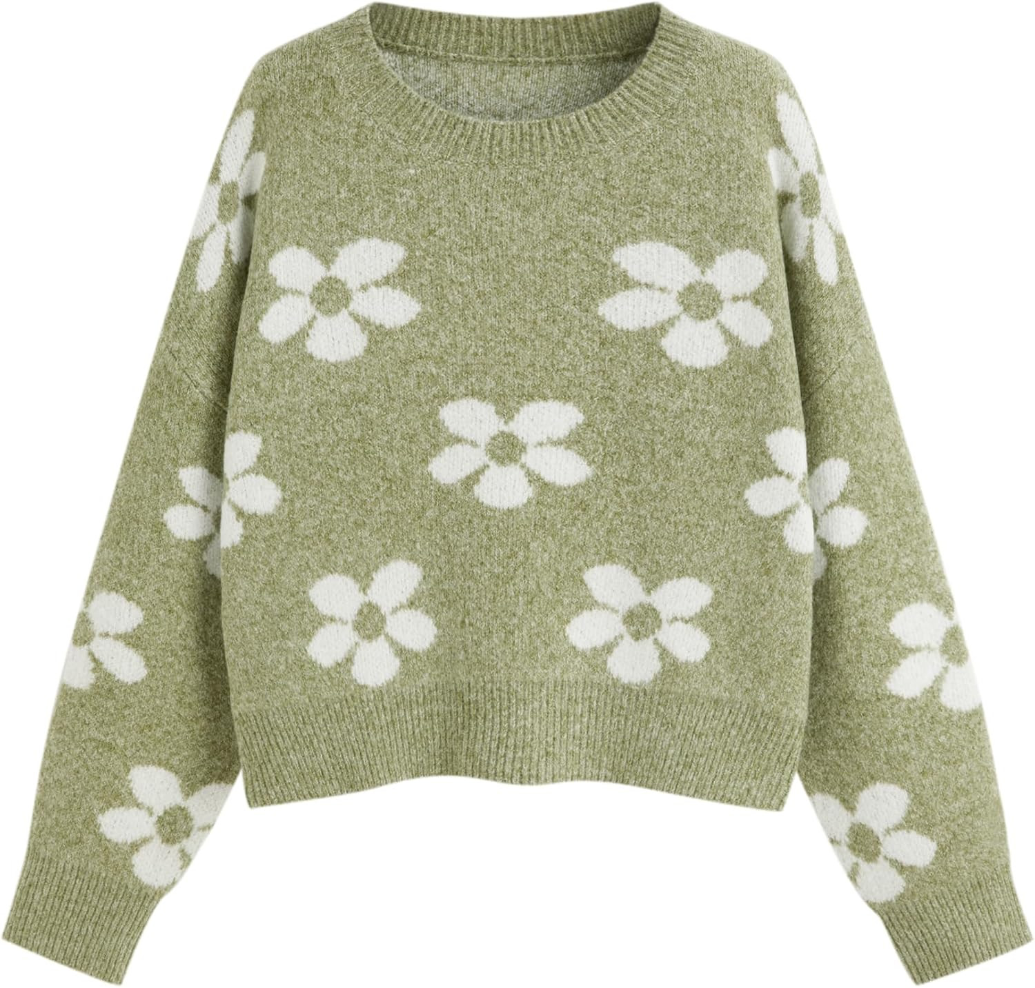 CIDER Floral Cozy Sweaters for Women Trendy Long Sleeve Cute Fall Sweaters | Amazon (US)
