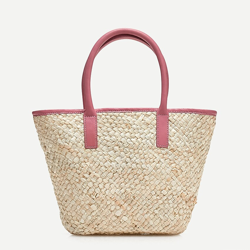 Woven tote with leather trim | J. Crew US