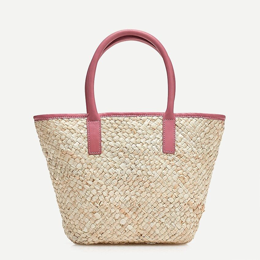 Woven tote with leather trim | J.Crew US