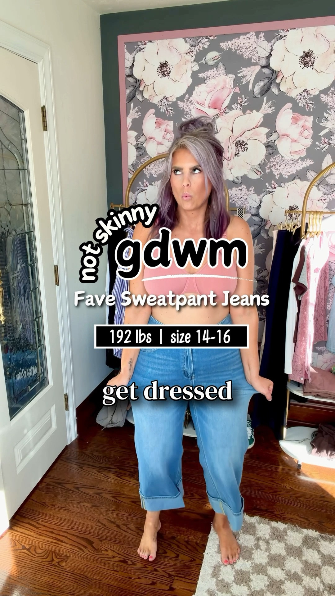 {styling my favorite sweatpants jeans}

✔️Sweatpant Jeans▪️my favorite!…high-waisted, cropped, cuffed sweatpants jeans with SO MUCH STRETCH 〰️ size large (run big) from Halara 
✔️Basic Tee▪️boat neck bright light yellow thin, breathable tee with long sleeves 〰️ size large (TTS)
✔️Mini Tote Bag▪️bubblegum pink mini tote with lots of extras - such as a chain and two bag charms included, also comes in black 〰️ ⛔️CLEARANCE! at Walmart (almost 50% off)
✔️Jelly Flats▪️caged jelly flats, color is a faint turquoise and there’s a subtle sparkle throughout, super comfy, kid’s sizes (wearing a kid’s 4 as a women’s 7) 〰️ Walmart 
✔️Minimizer Bra▪️a two-pack for under $20! These are not padded but double-lined which is perfection (helps just a smidge!) Cute colors too and TTS (I’m wearing a L+ as a 34DDD) 〰️ Fruit of the Loom at Walmart
✔️Press-On Nails▪️almond shape with colorful french tips, my favorite press on nail brand! 〰️ Paint Lab

{jewelry}
✔️Bead Bracelets▪️rainbow colored bracelet stack 〰️ cocosbeadsandco 
✔️Turquoise Rings {originally from SHEIN & Victoria Emerson} but linked similar 

{similar items to get the look}
✔️Ribbed Tank▪️light pea green ribbed high-neck tank so that it sticks out from the boat neck shirt {originally from Walmart } but linked similar 
✔️Tape Belt▪️pastel stripe fabric tape belt {originally from SHEIN} but linked similar

#walmartfashion #walmartstyle #amazonstyle #amazonfashion
#under20 #under30 #under40 #under50 #under60 #under75 #under100 #affordable #budget #inexpensive #size14 #size16 #size12 #medium #large #extralarge #xl #curvy #midsize #pear #pearshape #pearshaped budget fashion, affordable fashion, budget style, affordable style, curvy style, curvy fashion, midsize style, midsize fashion

#LTKgrwm #LTKMidsize #LTKSaleAlert
