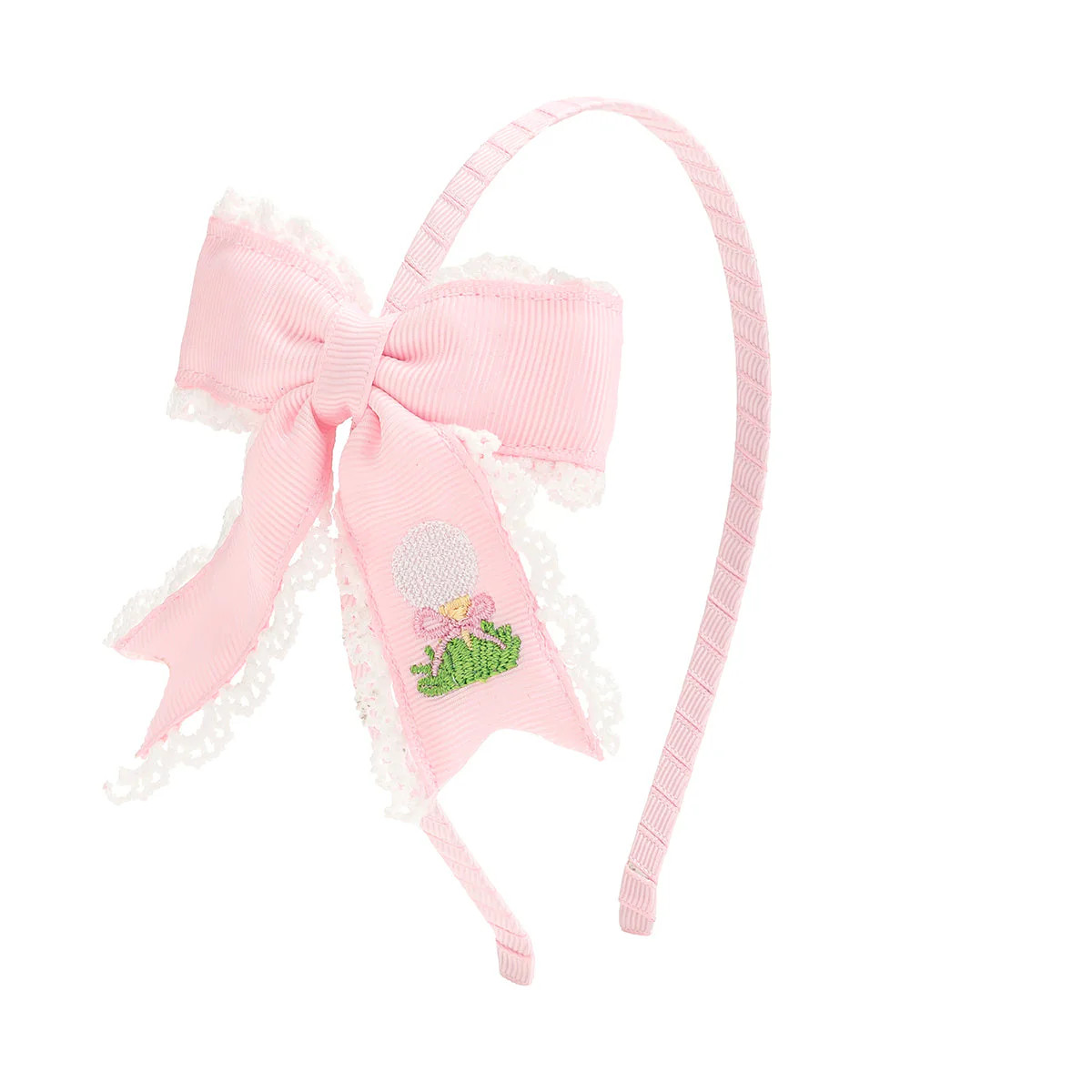 Golf Tee Embroidered Lace Bow Headband | Sweet Wink