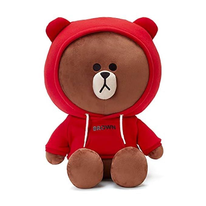 LINE FRIENDS Plush Standing Doll - Red Hood Jumbo Brown Character Cute Soft Toy Figure 16 Inches, Re | Amazon (US)