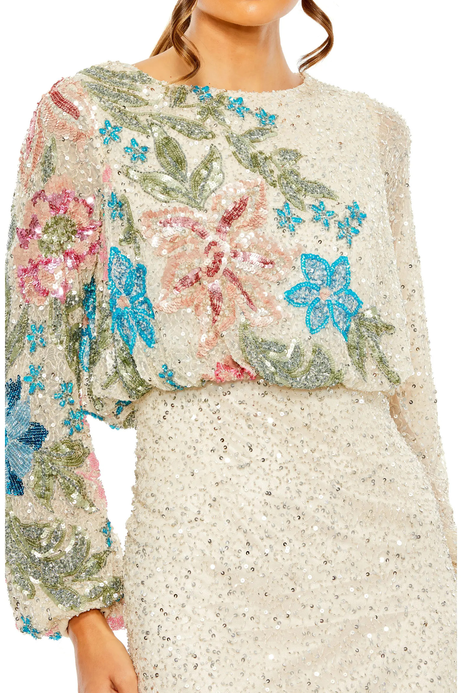 Women's High Neck Blouson Sleeve Sequin Gown (Women) | Nordstrom | Nordstrom