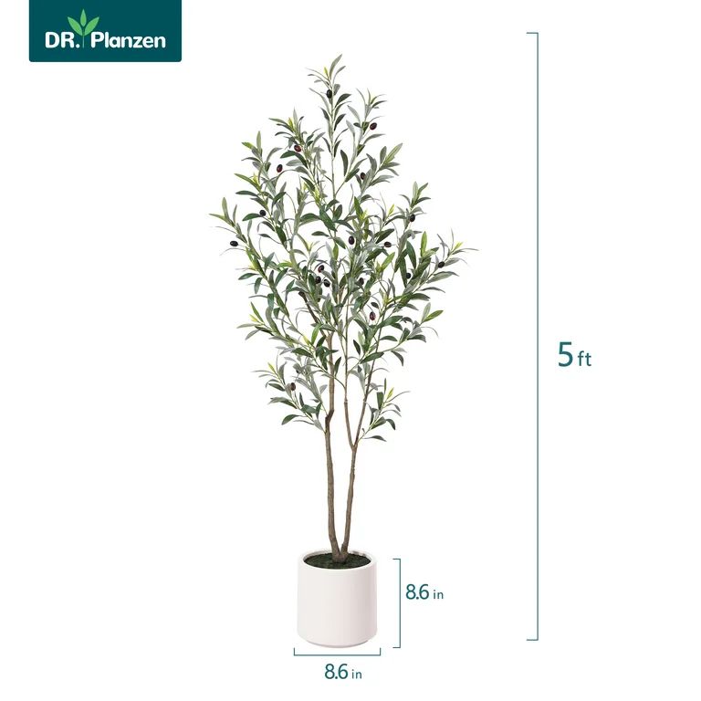 5FT Artificial Muti-Trunk Olive Tree Plants with 8.6 inches Large White Planter. 8 lb. DR.Planzen | Walmart (US)