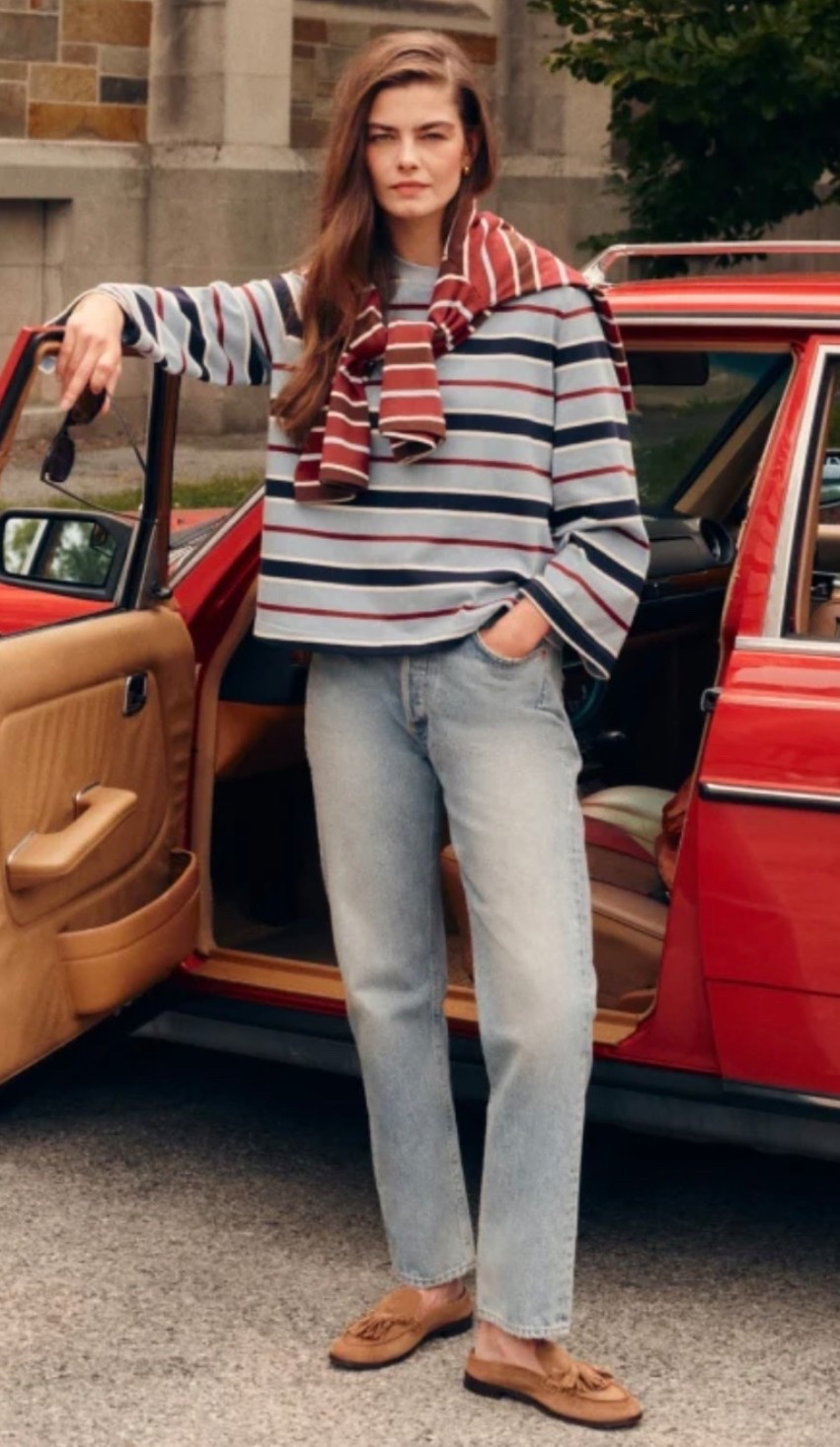 TUCKERNUCK essentials 
Blue Collegiate Stripe Adler Tee

#LTKSeasonal #LTKootd #LTKWorkwear