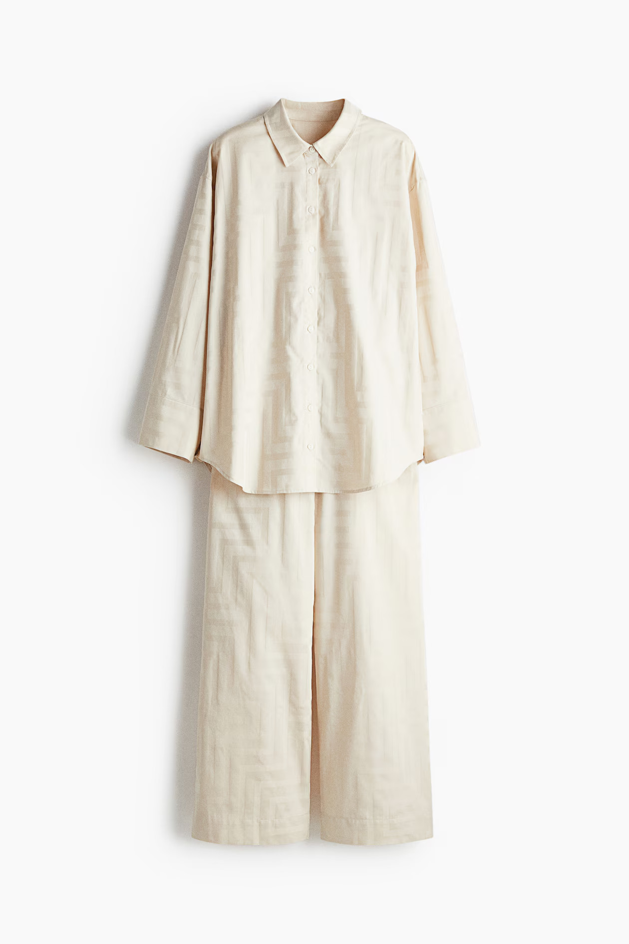 Jacquard-Weave Cotton Pajamas - Light beige - Home All | H&M US | H&M (US + CA)