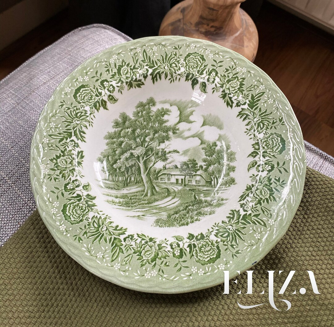W.H Grindley and Co Ltd Staffordshire English Ironstone Tableware Green and White 'country Style'... | Etsy (US)