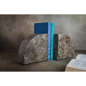 Rustic Style Travertine Stone Bookends - 5.5" - Gray - Set of 2 | Christmas Central