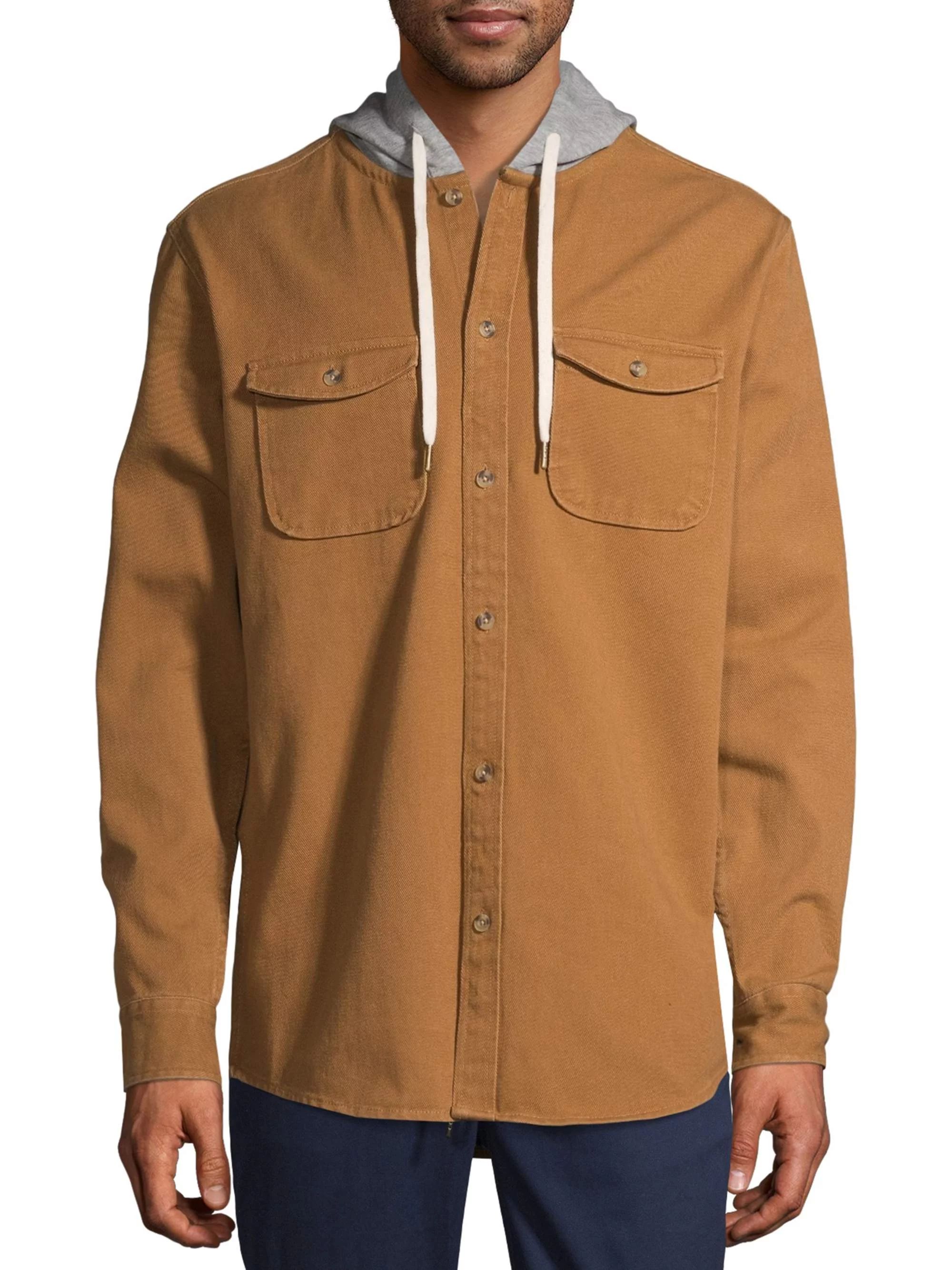 No Boundaries Men's Fleece Hooded Shirt Jacket, Up to Size 5XL - Walmart.com | Walmart (US)