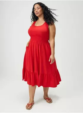 Shirred Waist Midi Dress | Torrid (US & Canada)