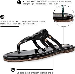Athlefit Womens Flat Sandals Flip Flops Casual Slip on Comfortable Thong Beach Sandal for Women D... | Amazon (US)